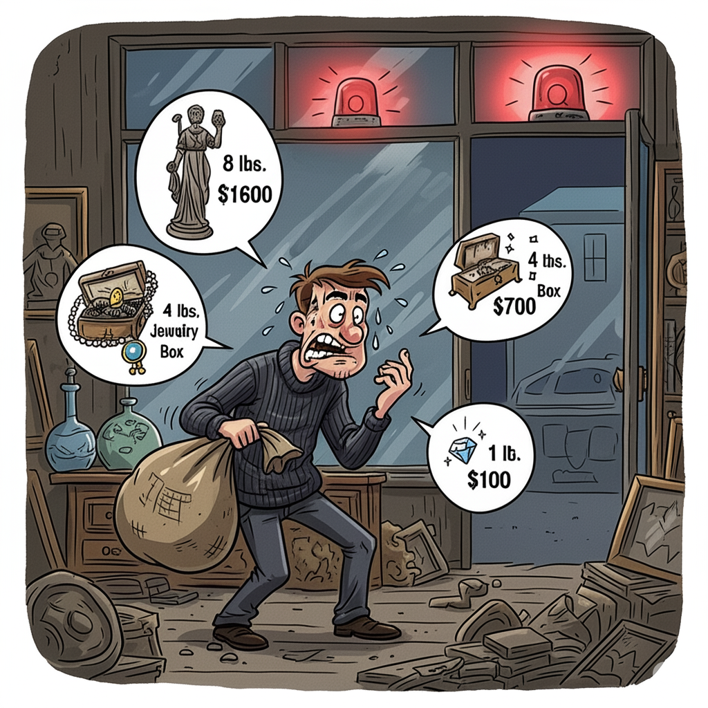 A thief in an antique shop