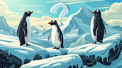 Penguins on a glacier